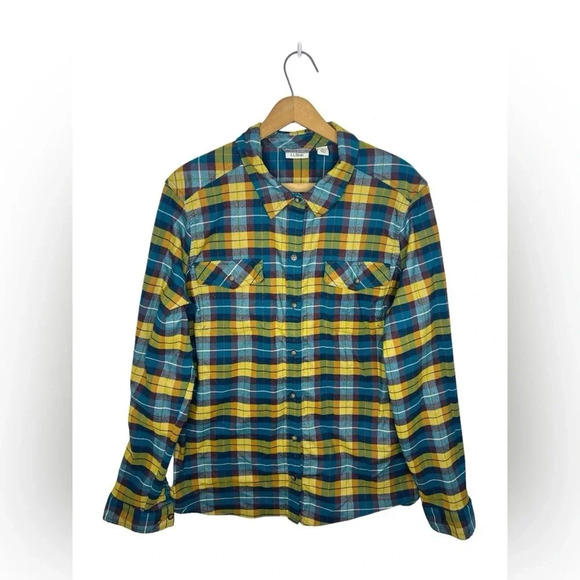 L.L Bean Scotch Plaid Button Up Collard Long Sleeve Flannel Granola Girl Shirt - Picture 3 of 12